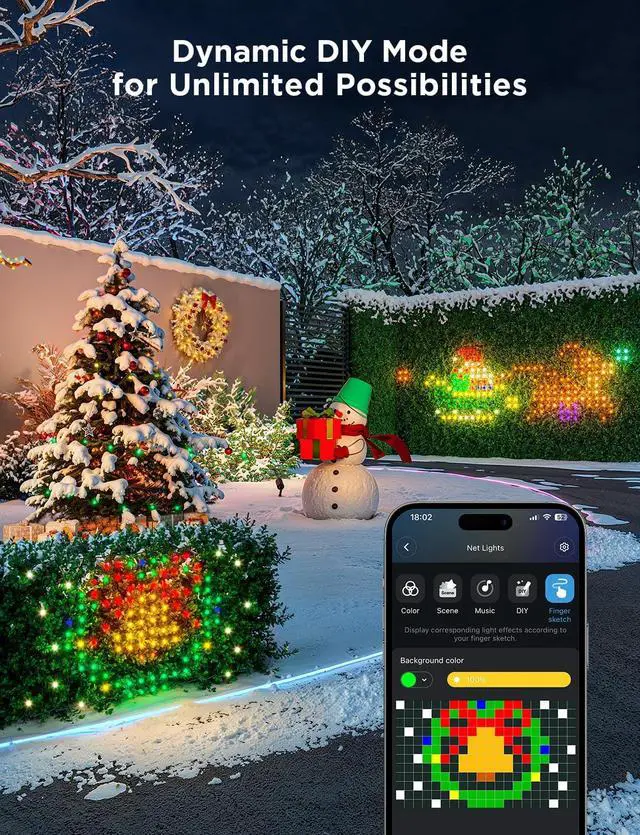 Alt view image 2 of 7 - Govee Outdoor Net Lights, 2.8 * 9.4ft with RGBIC,DIY Functions and 480 LEDs