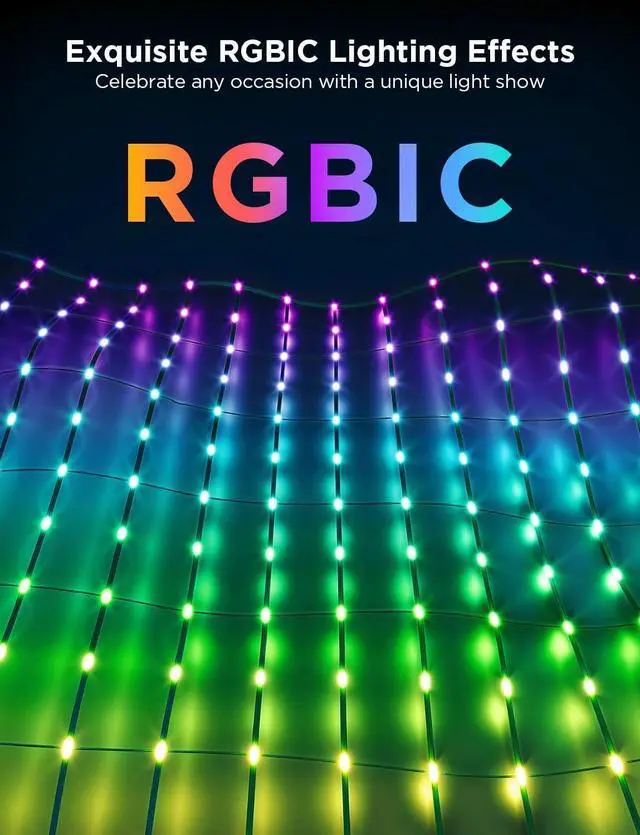 Alt view image 4 of 7 - Govee Outdoor Net Lights, 2.8 * 9.4ft with RGBIC,DIY Functions and 480 LEDs