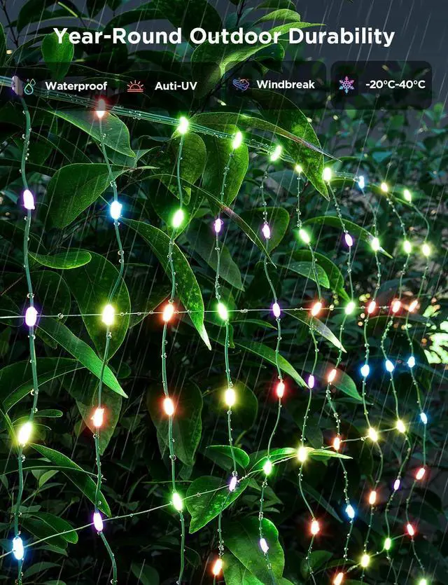 Alt view image 6 of 7 - Govee Outdoor Net Lights, 2.8 * 9.4ft with RGBIC,DIY Functions and 480 LEDs