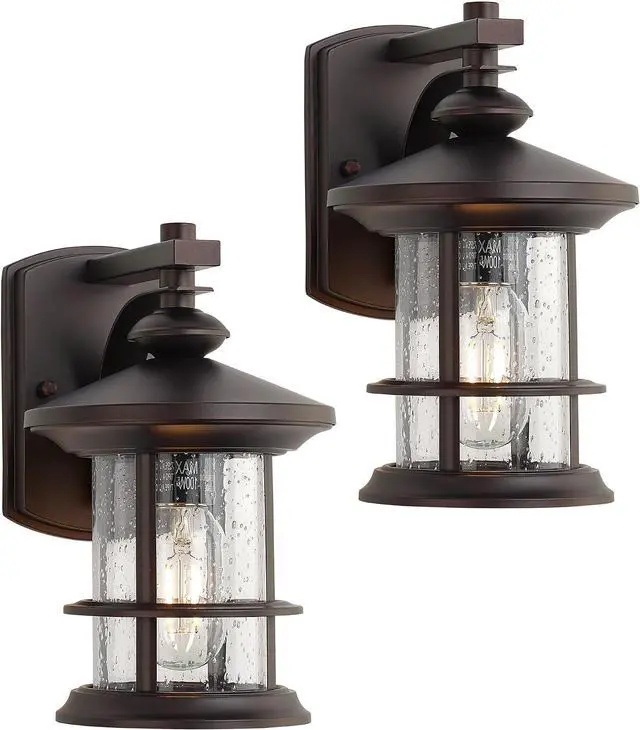 Main image of MICSIU 2 Pack Oil Rubbed Bronze Outdoor Wall Light, 10 Inch Rustic Cottage