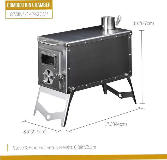 Alt view image 3 of 7 - OneTigris Tiger Roar Tent Stove, Portable Wood Burning for Winter Camping Hunting and Outdoor Cooking, Pipes Included