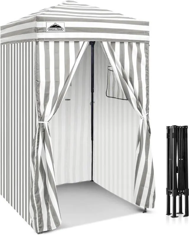 Main image of EAGLE PEAK 4x4 Pop Up Changing Tent, Outdoor Changing Room, Gray/White | Pop Up Privacy Tent, Pool Cabana, Outdoor Shower Enclosure, Dressing Room, 250D Fabric, Instant Setup Compact Flex Frame