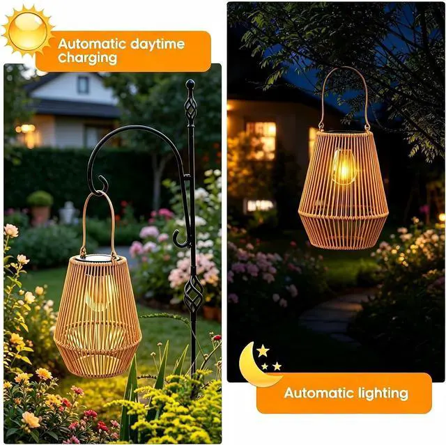 Alt view image 5 of 7 - Solar Lanterns Outdoor Waterproof, KagoLing Solar Lanterns Outdoor Gifts for Women Mom Grandma Hanging Solar Lights Outdoor Garden Decor for Outside, Yard, Patio, Porch, Trees, Pathway, Lawn, 2 Pack