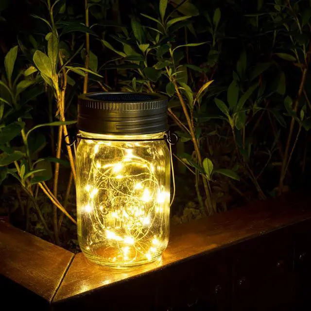 Alt view image 6 of 7 - GIGALUMI Hanging Mason Jar Solar Lights, 6 Pack 30 Led Hanging Lantern