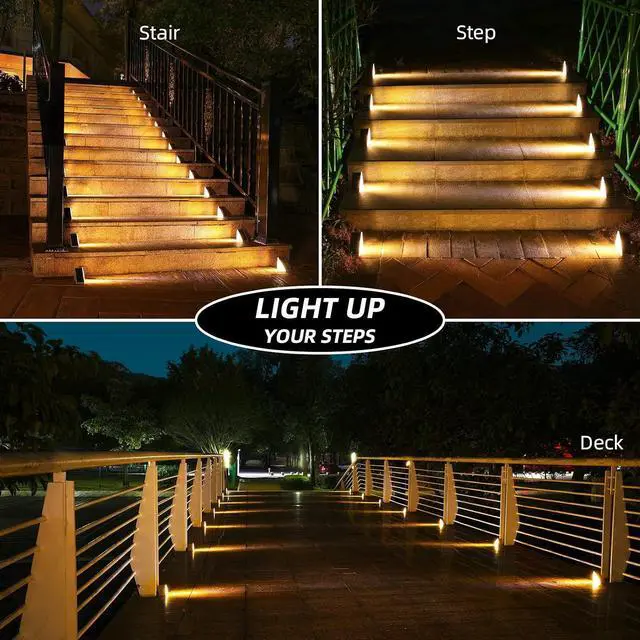 Alt view image 3 of 7 - NIORSUN Solar Step Lights,6 Pack Warm White Solar Stair Lights Outdoor Waterproof IP67 Auto On Off,Solar Lights for Steps,Stair,Patio,Yard,Porch,Front Door,Sidewalk,Deck Decor