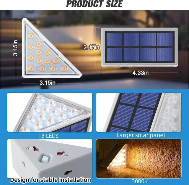 Alt view image 7 of 7 - NIORSUN Solar Step Lights,6 Pack Warm White Solar Stair Lights Outdoor Waterproof IP67 Auto On Off,Solar Lights for Steps,Stair,Patio,Yard,Porch,Front Door,Sidewalk,Deck Decor