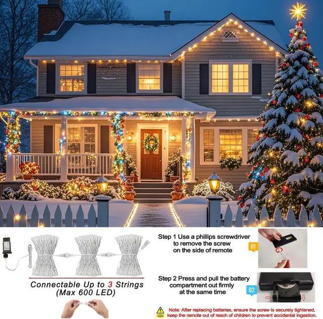 Alt view image 5 of 7 - Pooqla Color Changing Christmas String Lights with Remote, 35 Colors 66FT 200LED String Lights Outdoor Halloween Decoration, Indoor Connectable Halloween Lights Plug in for Xmas Tree Decoration