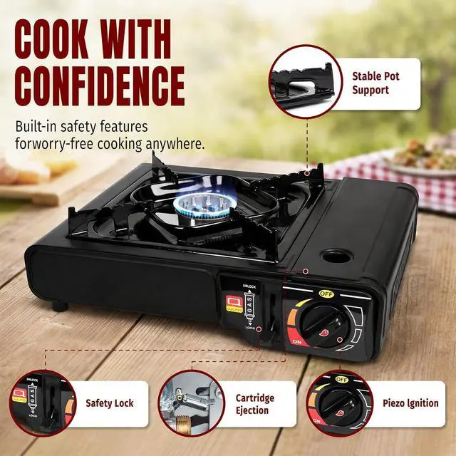 Alt view image 5 of 7 - SHINESTAR 7800 BTU Dual Fuel Camping Stove, Propane Portable Gas Stove