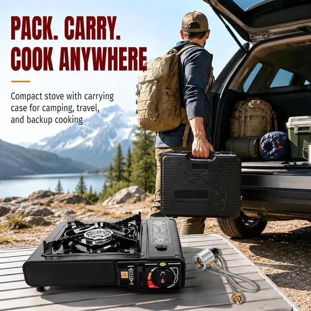Alt view image 6 of 7 - SHINESTAR 7800 BTU Dual Fuel Camping Stove, Propane Portable Gas Stove