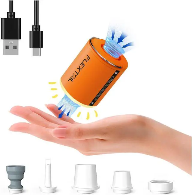 Main image of FLEXTAILGEAR Portable Air Pump with Camping Lantern Tiny Pump 2X 4kPa Air Pump for Inflatables Rechargeable Air Mattress Pump with Magnetic Design for Sleeping Pads, Pool Floats, Swimming Rings(OG)
