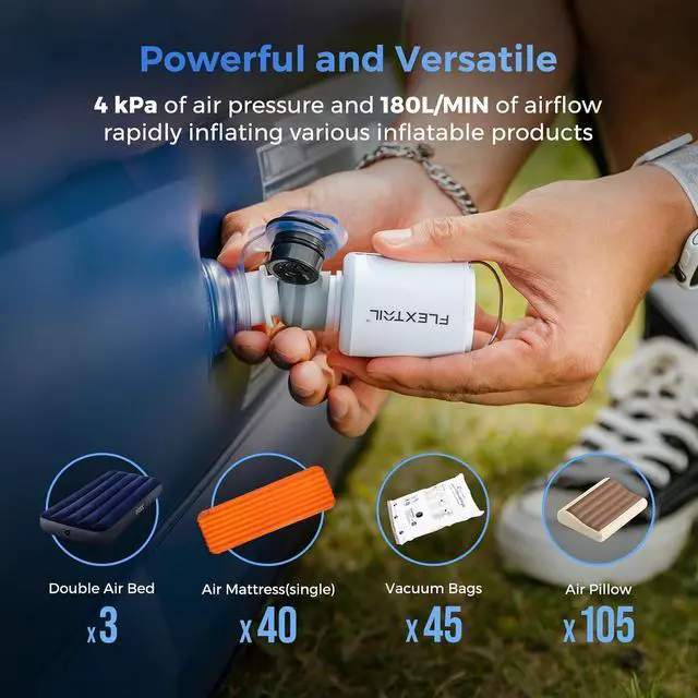 Alt view image 3 of 7 - FLEXTAILGEAR Portable Air Pump with Camping Lantern Tiny Pump 2X 4kPa Air Pump for Inflatables Rechargeable Air Mattress Pump with Magnetic Design for Sleeping Pads, Pool Floats, Swimming Rings(OG)