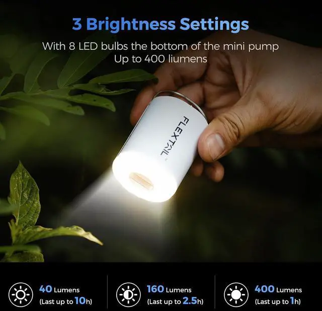 Alt view image 4 of 7 - FLEXTAILGEAR Portable Air Pump with Camping Lantern Tiny Pump 2X 4kPa Air Pump for Inflatables Rechargeable Air Mattress Pump with Magnetic Design for Sleeping Pads, Pool Floats, Swimming Rings(OG)
