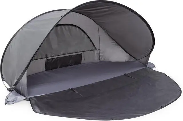 Main image of PICNIC TIME Manta Portable Beach Tent, Fully-Assembled Pop Up Tent, Beach Shade and Sun Shelter, Instant Outdoor Shade with Carrying Bag for Outdoors and UPF50+ UV Protection (Gray with Black Accents)