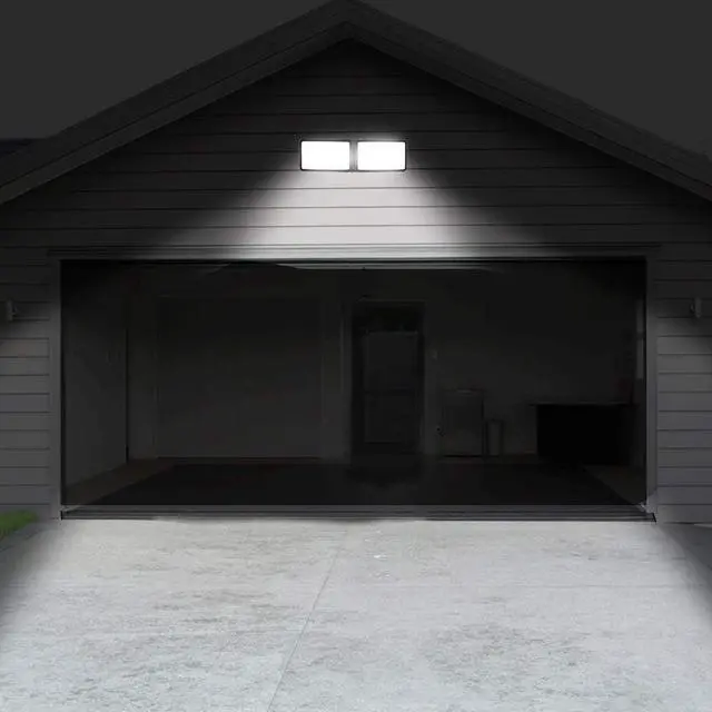 Alt view image 7 of 7 - FAGUANGAO Dusk to Dawn LED Security Light,18W Plug in Flood Light Outdoor,5000k Daylight,1600lm, IP55 Waterproof,Adjustable 2 Heads Wall Light for Garage, Porch, Yard, Black,Street