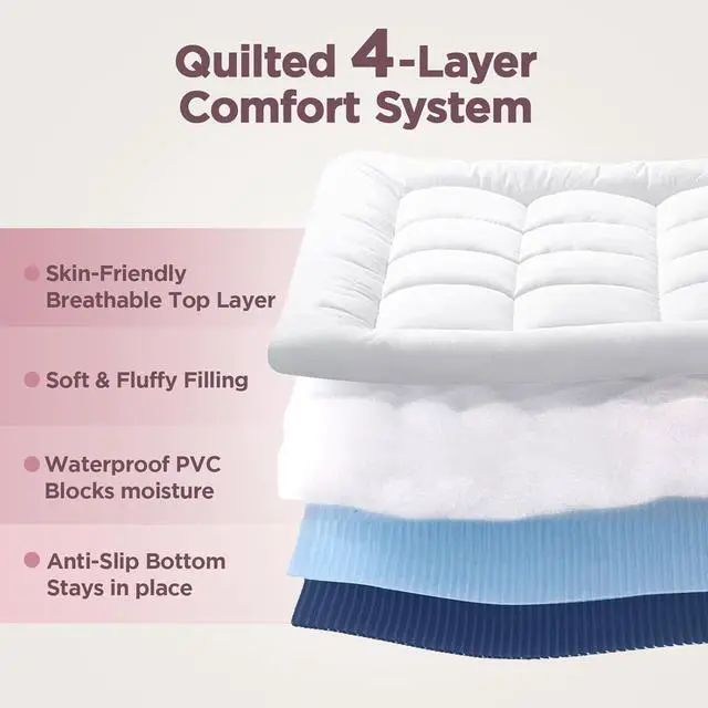 Alt view image 2 of 7 - CHERIMOR Queen Air Mattress with Built-in Pump 20" & Luxury Quilted Topper