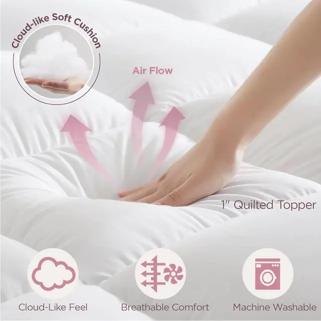 Alt view image 3 of 7 - CHERIMOR Queen Air Mattress with Built-in Pump 20" & Luxury Quilted Topper