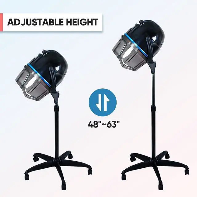 Alt view image 4 of 6 - ZENY Professional Stand Up Hair Dryer, 1300W Bonnet Dryer Adjustable Height