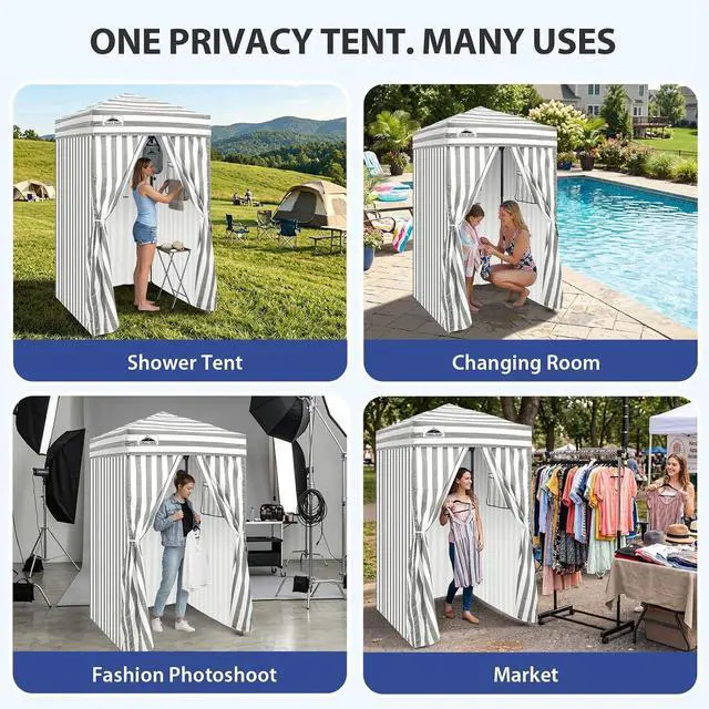 Alt view image 7 of 7 - EAGLE PEAK 4x4 Pop Up Changing Tent, Outdoor Changing Room, Gray/White | Pop Up Privacy Tent, Pool Cabana, Outdoor Shower Enclosure, Dressing Room, 250D Fabric, Instant Setup Compact Flex Frame