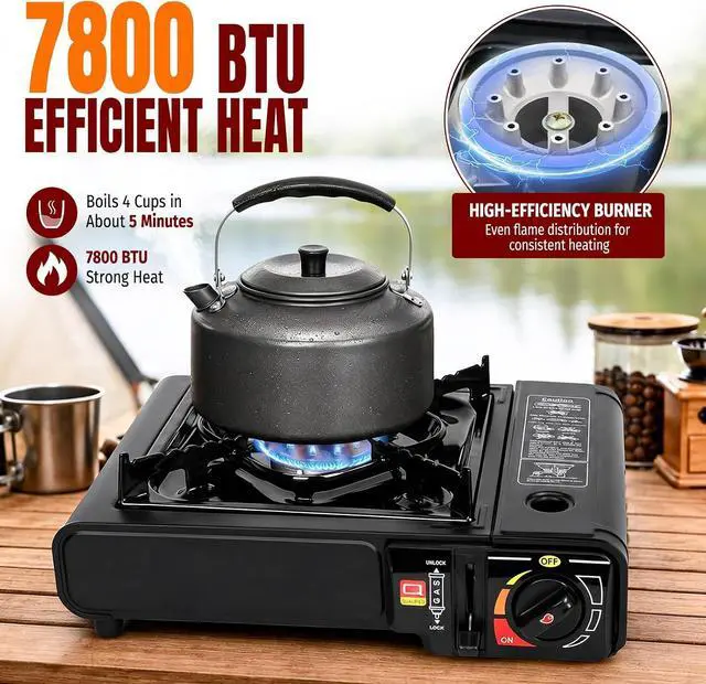 Alt view image 3 of 7 - SHINESTAR 7800 BTU Dual Fuel Camping Stove, Propane Portable Gas Stove