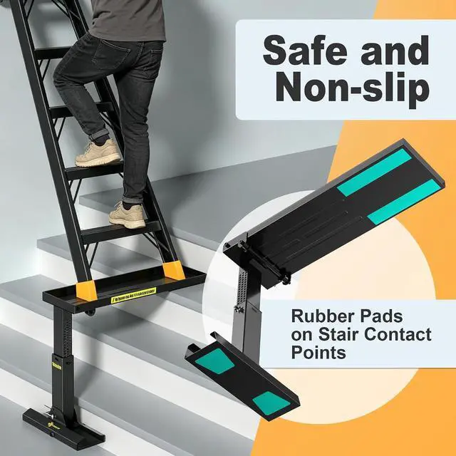 Alt view image 3 of 7 - Foldable Ladder Levelers for Stairs Heavy Duty Ladder Extender