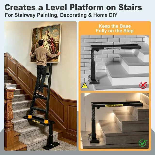 Alt view image 7 of 7 - Foldable Ladder Levelers for Stairs Heavy Duty Ladder Extender