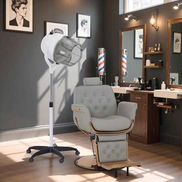 Alt view image 2 of 7 - BarberPub 1000W Stand Hooded Hair Dryer, Height Adjustable, White VHD08