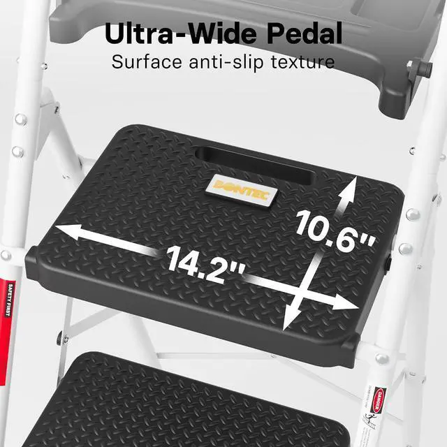 Alt view image 2 of 7 - BONTEC 4-Step Ladder, Folding Step Stool, 600lbs Max Load, White