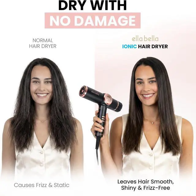 Alt view image 2 of 7 - ELLA BELLA® Ionic Hair Dryer with Diffuser - Negative Ion Blow Dryer, Quiet