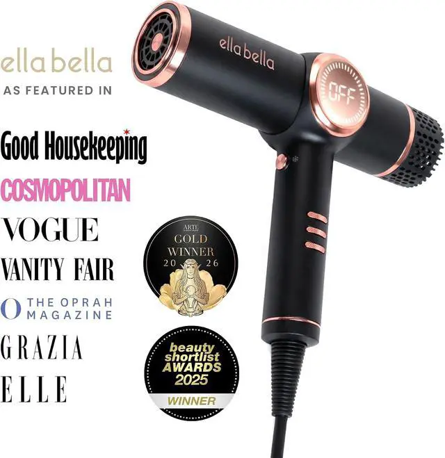 Alt view image 3 of 7 - ELLA BELLA® Ionic Hair Dryer with Diffuser - Negative Ion Blow Dryer, Quiet