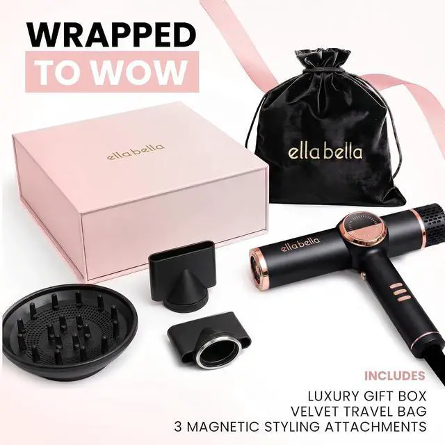 Alt view image 6 of 7 - ELLA BELLA® Ionic Hair Dryer with Diffuser - Negative Ion Blow Dryer, Quiet