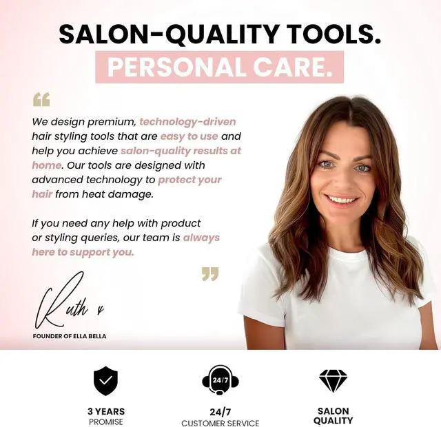 Alt view image 7 of 7 - ELLA BELLA® Ionic Hair Dryer with Diffuser - Negative Ion Blow Dryer, Quiet