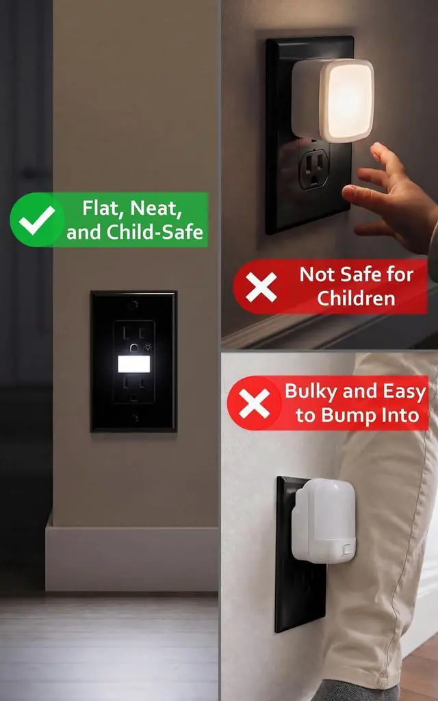 Alt view image 7 of 7 - SOZULAMP 4-Pack Night Light Wall Outlet, Touch & Dusk-to-Dawn Sensors