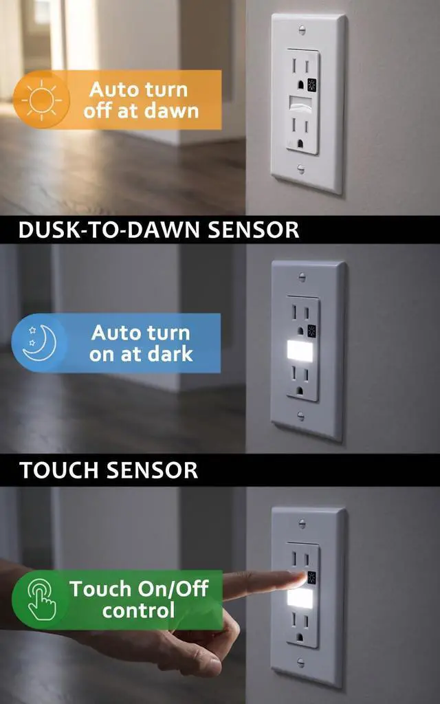 Alt view image 5 of 7 - SOZULAMP 10-Pack Night Light Wall Outlet, Touch & Dusk-to-Dawn Sensors