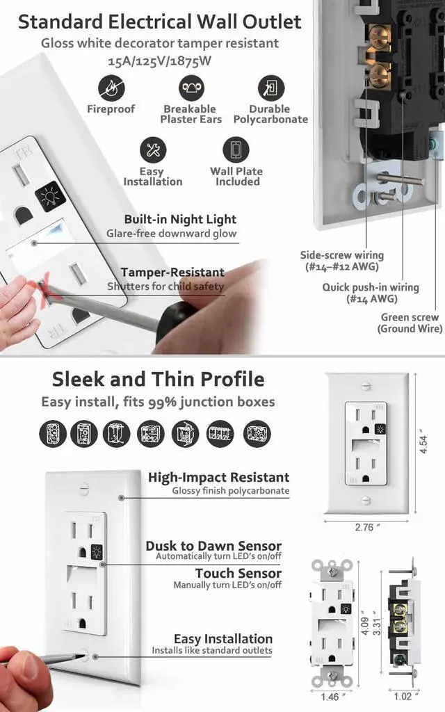 Alt view image 7 of 7 - SOZULAMP 10-Pack Night Light Wall Outlet, Touch & Dusk-to-Dawn Sensors