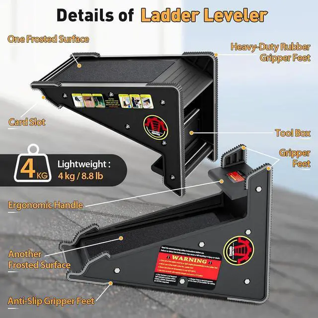 Alt view image 2 of 7 - Ladder Leveler,Roof Leveler Tool, Ladder Stabilizer,Roof Leveling Tool,Stable Platform for Uneven Surface