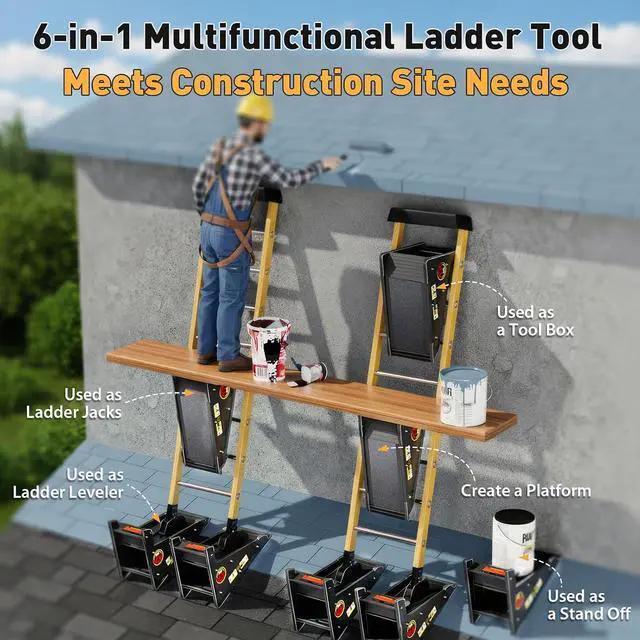 Alt view image 3 of 7 - Ladder Leveler,Roof Leveler Tool, Ladder Stabilizer,Roof Leveling Tool,Stable Platform for Uneven Surface