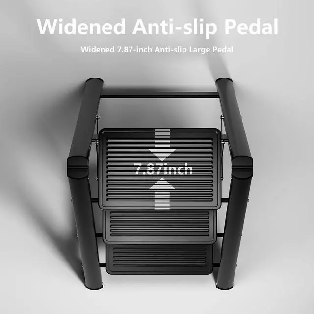 Alt view image 3 of 7 - Step Ladder 3 Step Folding, Sturdy 330 Lbs Small Step Stool for Adults, Closet Step Stool Ladder with Anti-Slip Wide Pedals, Portable Folding Ladder for Home Kitchen Office