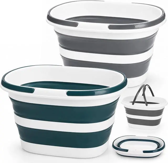 Main image of Coloch 2 Pack 16L/4.2 Gallon Collapsible Plastic Bucket, Foldable Mop Bucket Laundry Basket with Handle, Portable Water Pail Space-Saving Bucket for House Cleaning, Car Washing, Fishing, Camping