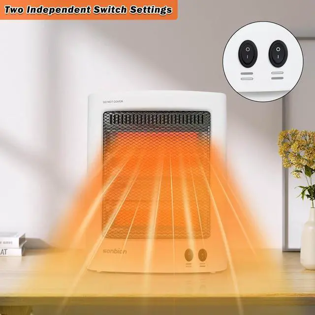 Alt view image 2 of 7 - Radiant Space Heater, Portable Electric Heater, Infrared Heaters for Indoor Use, Halogen Heater for Garage Office, Foldable Holder, Overheat and Tip-over Protection, ETL Listed