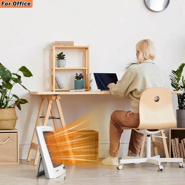 Alt view image 4 of 7 - Radiant Space Heater, Portable Electric Heater, Infrared Heaters for Indoor Use, Halogen Heater for Garage Office, Foldable Holder, Overheat and Tip-over Protection, ETL Listed