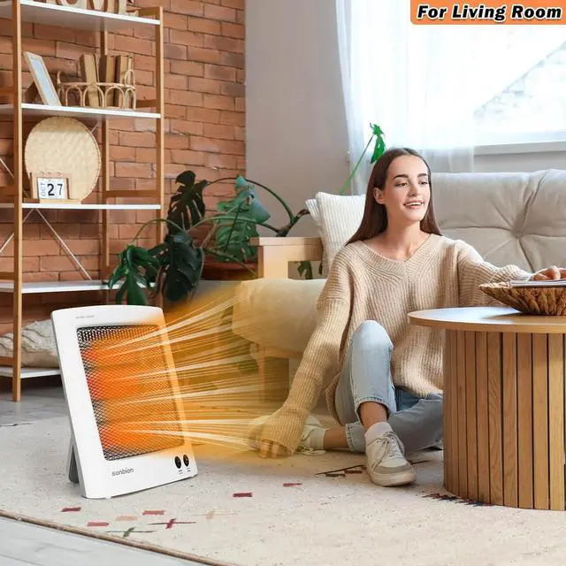 Alt view image 5 of 7 - Radiant Space Heater, Portable Electric Heater, Infrared Heaters for Indoor Use, Halogen Heater for Garage Office, Foldable Holder, Overheat and Tip-over Protection, ETL Listed