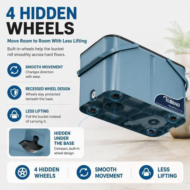 Alt view image 6 of 7 - RinseWise Large Gen 1 Mop Bucket Set, Clean/Dirty Water Separation, Blue