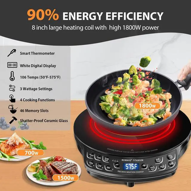 Alt view image 2 of 7 - Nuwave Induction Cooktop, Improved Hot Plate with Digital Probe