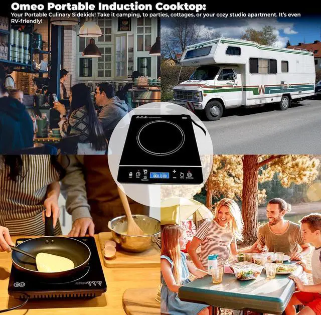 Alt view image 5 of 7 - OMEO Portable Induction Cooktop Hot Plate Countertop Burner 1800 Watts Induction Burner with LCD Sensor Touch, LED Display, 10 Temperature Levels, Child Safety Lock, Auto Shutoff Function