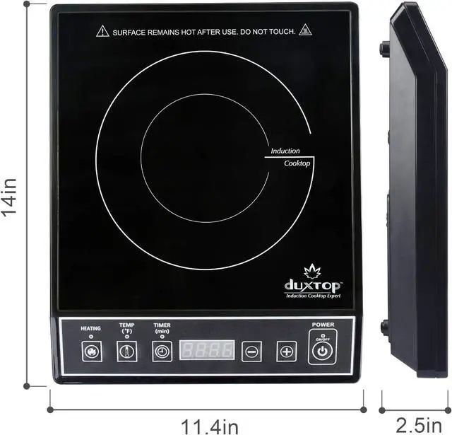 Alt view image 6 of 7 - Duxtop 1800W Portable Induction Cooktop Countertop Burner, Black 9100MC