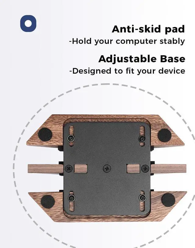 Alt view image 3 of 7 - Dual Laptop Holder Adjustable Vertical Laptop Stand, 2 Slots MacBook Stand Wood,Wooden Laptop Stand,Vertical Laptop Holder for Desk, Widen Dock Fits All MacBook/Surface pro