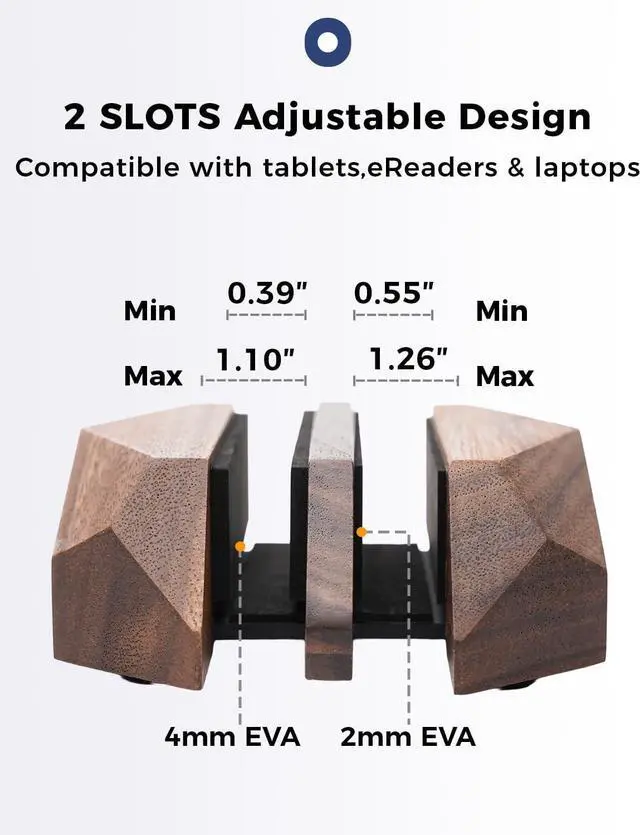 Alt view image 4 of 7 - Dual Laptop Holder Adjustable Vertical Laptop Stand, 2 Slots MacBook Stand Wood,Wooden Laptop Stand,Vertical Laptop Holder for Desk, Widen Dock Fits All MacBook/Surface pro