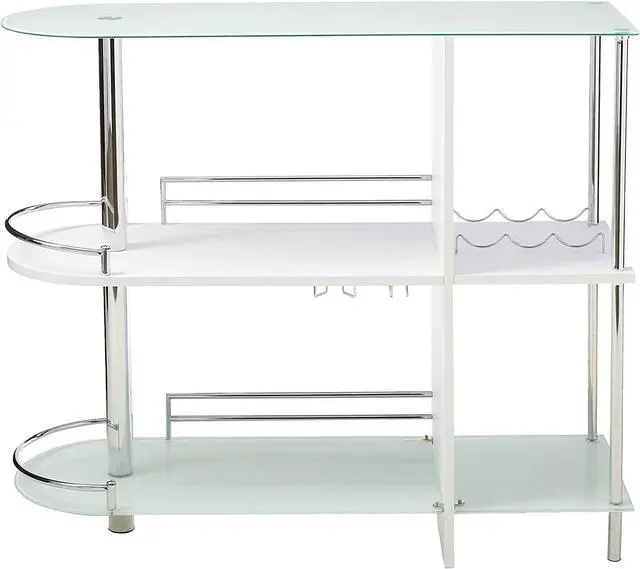 Alt view image 5 of 7 - Kings Brand Furniture Bar Table with Two Tempered Glass Shelves, White