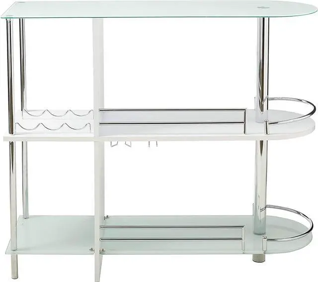 Alt view image 6 of 7 - Kings Brand Furniture Bar Table with Two Tempered Glass Shelves, White