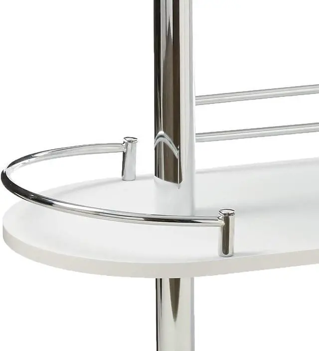 Alt view image 7 of 7 - Kings Brand Furniture Bar Table with Two Tempered Glass Shelves, White